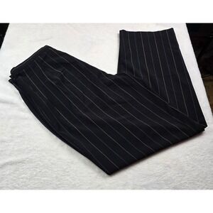 Dialogue Womens Black Pinstripe Wide Leg Dress Pants Side Zip Size 14